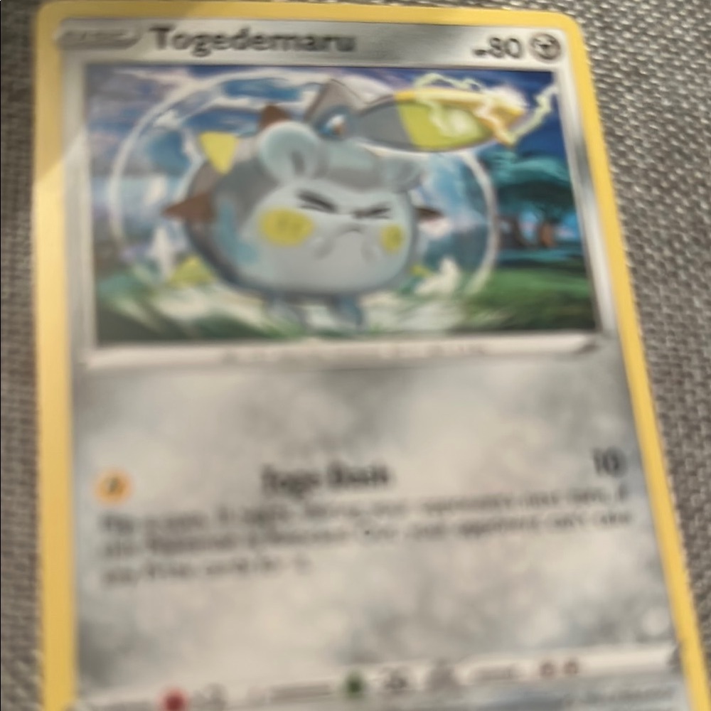 Pokemon Togedemaru Card - Yellow and Gray